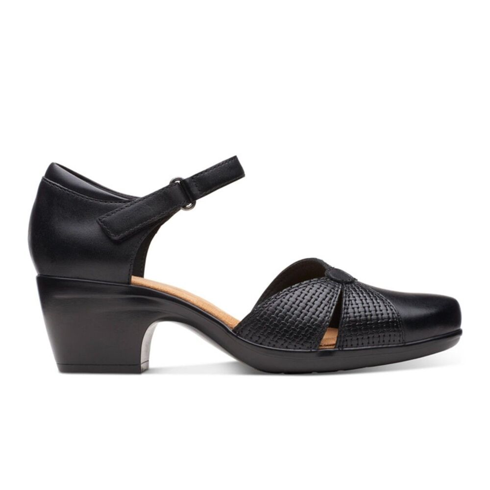 Clarks Emily Rae Women's Leather Sandals Ankle Strap Block Heel Comfort, 8.5M - Picture 3 of 15
